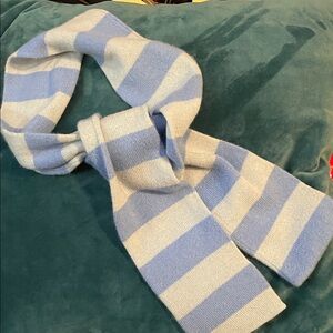 Two tone Blue Striped Skinny Cashmere Scarf